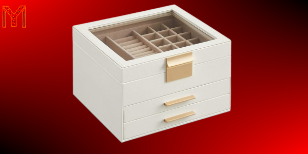 SONGMICS Jewelry Box with Glass Lid